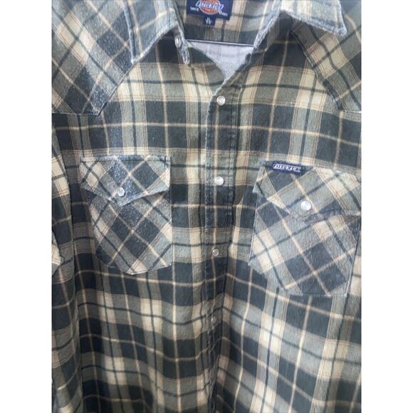 Dickies Shirt Men’s Pearl Snap Plaid Flannel Outdoor Hike Camp Fish Sz X-Large - Picture 3 of 5